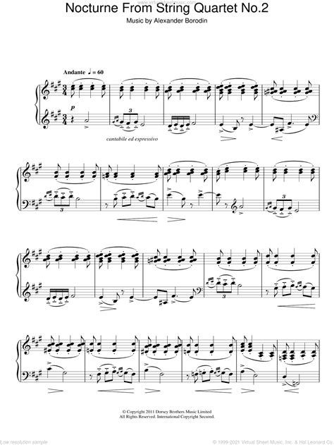 Nocturne From Borodin's String Quartet No. 2 Arranged For String Orchestra